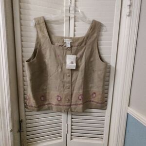 Vintage Sigrid Olsen Embroidered Vest, New With Tags, Size 16